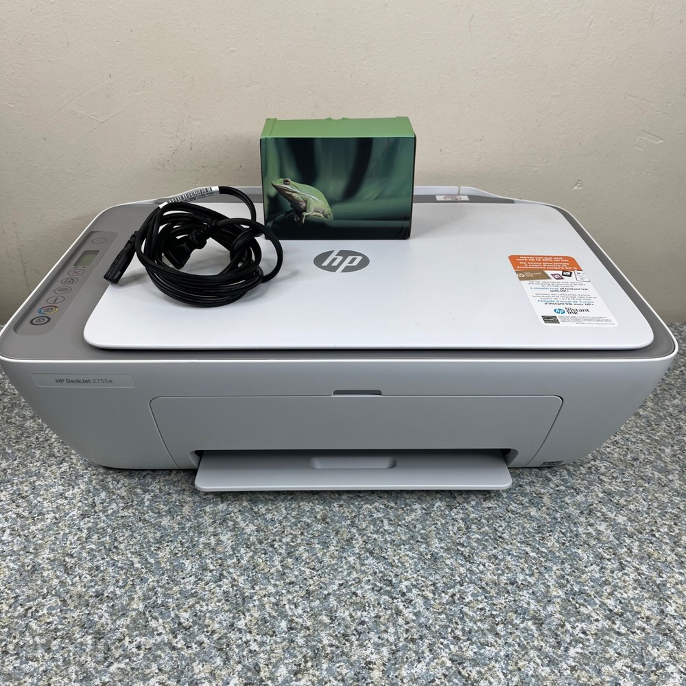 HP DeskJet 2755e All-in-One Printer Wireless Color Inkjet Copy Scan White Gray